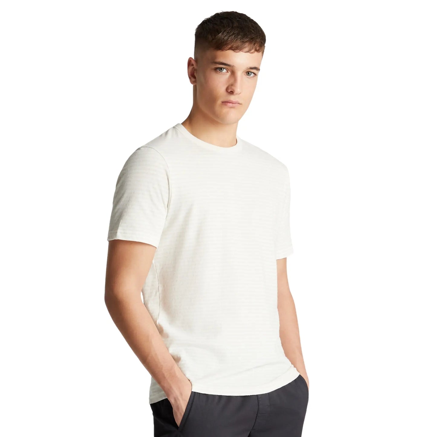 Buy Remus Uomo Crew Neck Stripe T-Shirt - Cream | T-Shirtss at Woven Durham