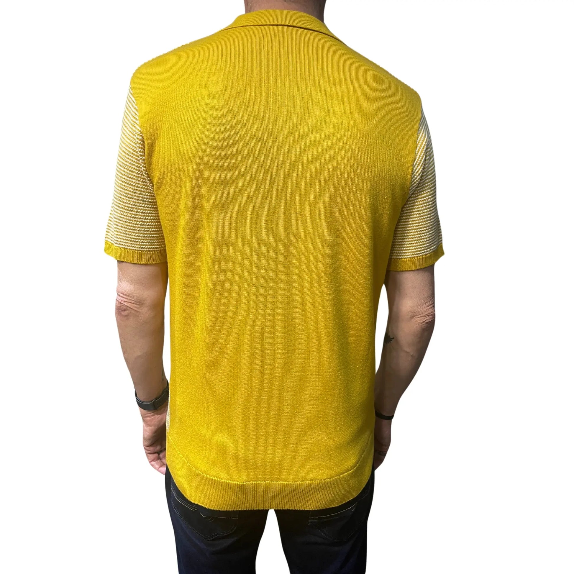 Buy Gabicci Vintage Dante Knitted Polo Shirt - Yellow | Short-Sleeved Polo Shirtss at Woven Durham