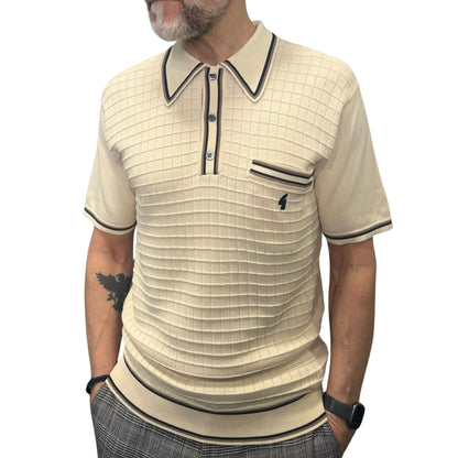 Buy Gabicci Vintage Dario Knitted Polo Shirt - Cream | Short-Sleeved Polo Shirtss at Woven Durham