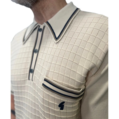 Buy Gabicci Vintage Dario Knitted Polo Shirt - Cream | Short-Sleeved Polo Shirtss at Woven Durham