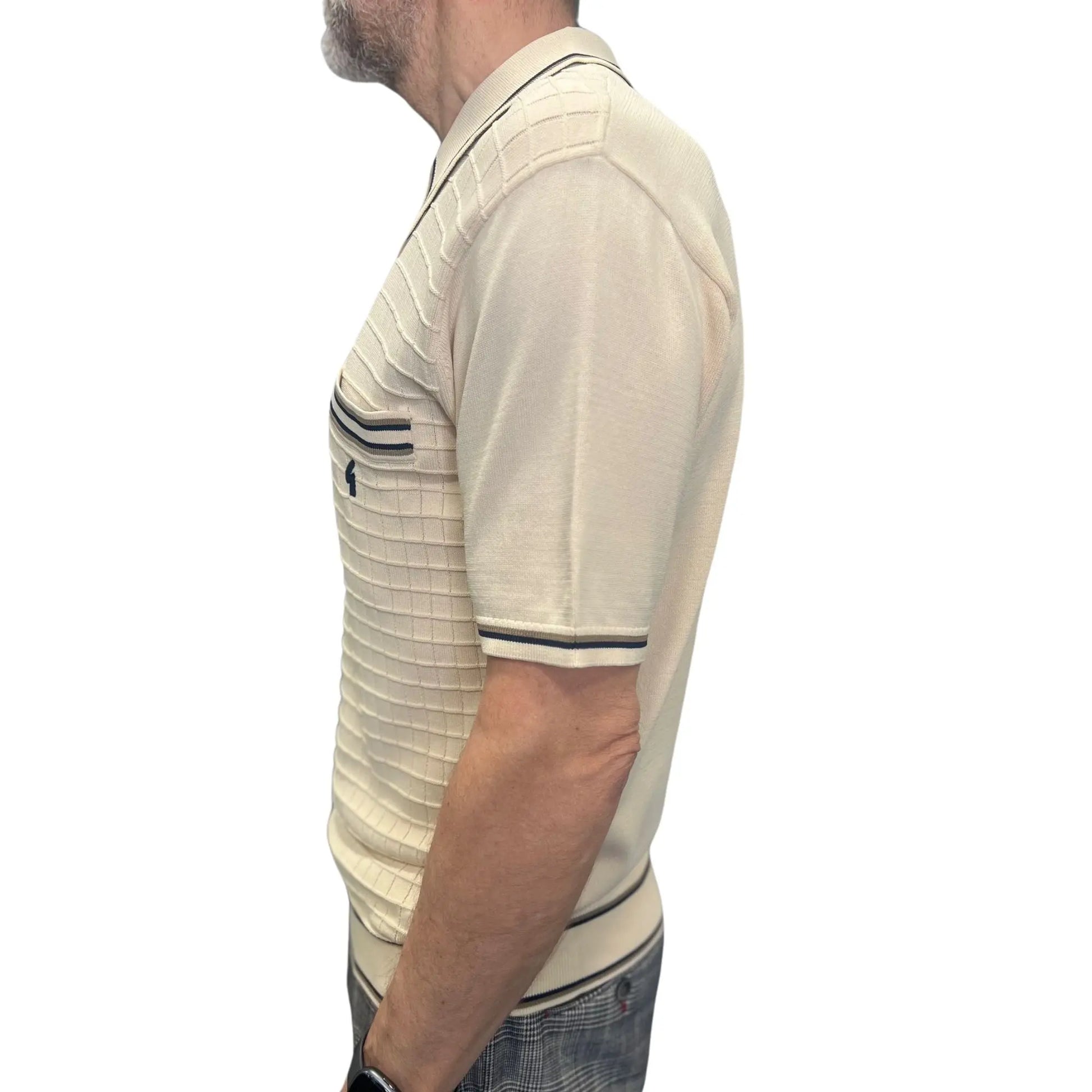 Buy Gabicci Vintage Dario Knitted Polo Shirt - Cream | Short-Sleeved Polo Shirtss at Woven Durham