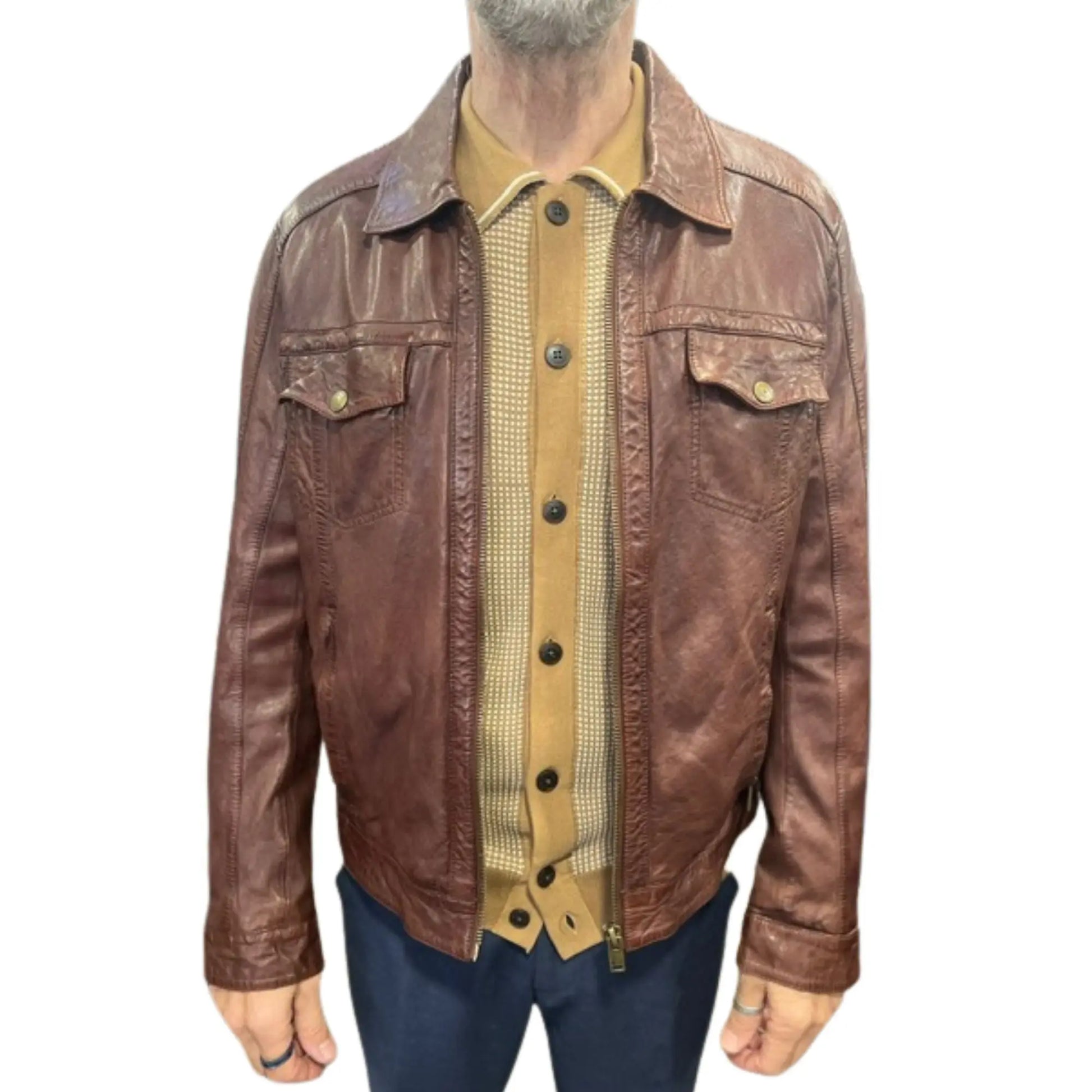 Buy Gabicci Vintage Dean Western Leather Jacket - Brown | Leather Jackets at Woven Durham