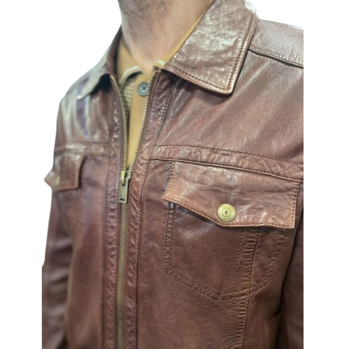 Buy Gabicci Vintage Dean Western Leather Jacket - Brown | Leather Jackets at Woven Durham