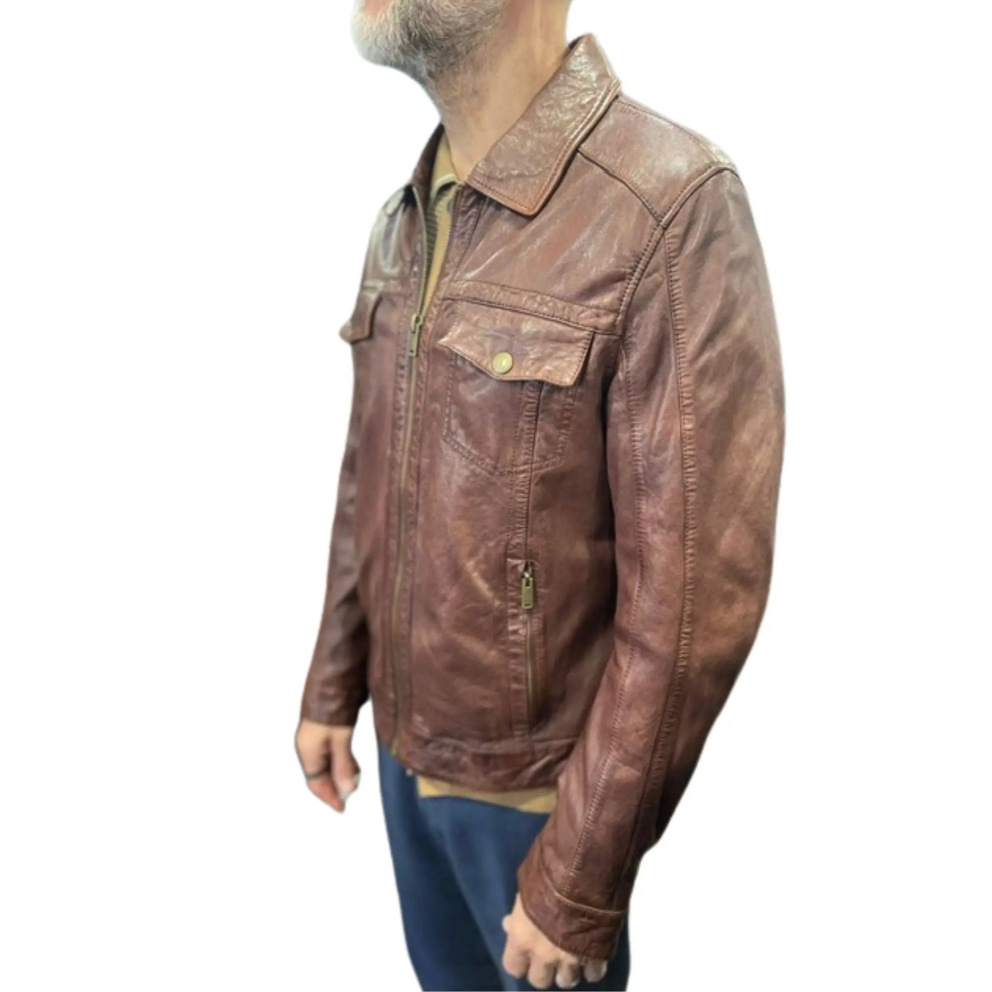 Buy Gabicci Vintage Dean Western Leather Jacket - Brown | Leather Jackets at Woven Durham
