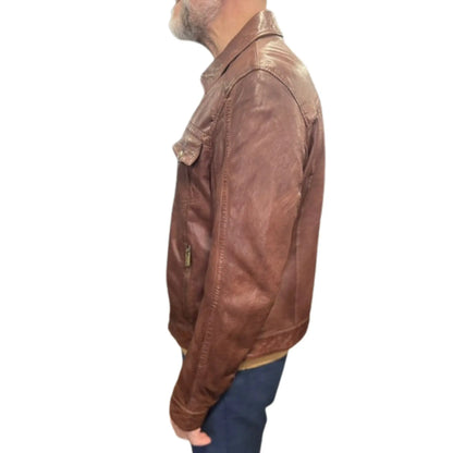Buy Gabicci Vintage Dean Western Leather Jacket - Brown | Leather Jackets at Woven Durham