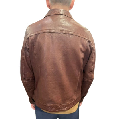 Buy Gabicci Vintage Dean Western Leather Jacket - Brown | Leather Jackets at Woven Durham