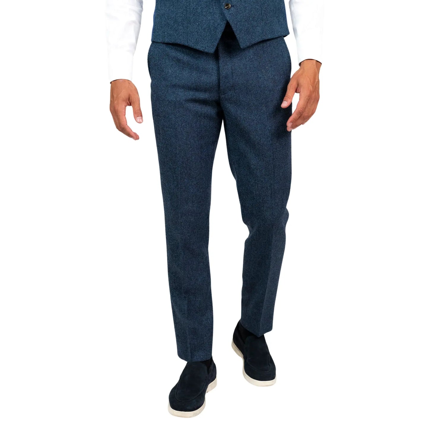 Buy Torre Donegal Tweed Suit Trouser - Navy | Suit Trouserss at Woven Durham