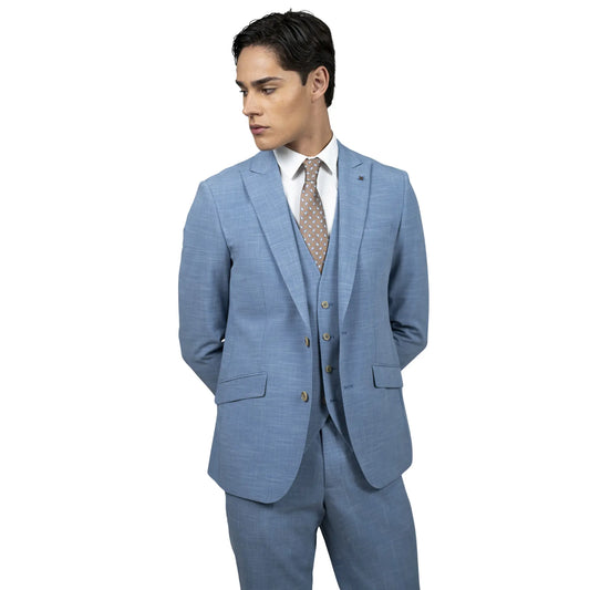Buy Torre Easy Care Peak Lapel Suit Jacket - Light Blue | Suit Jacketss at Woven Durham