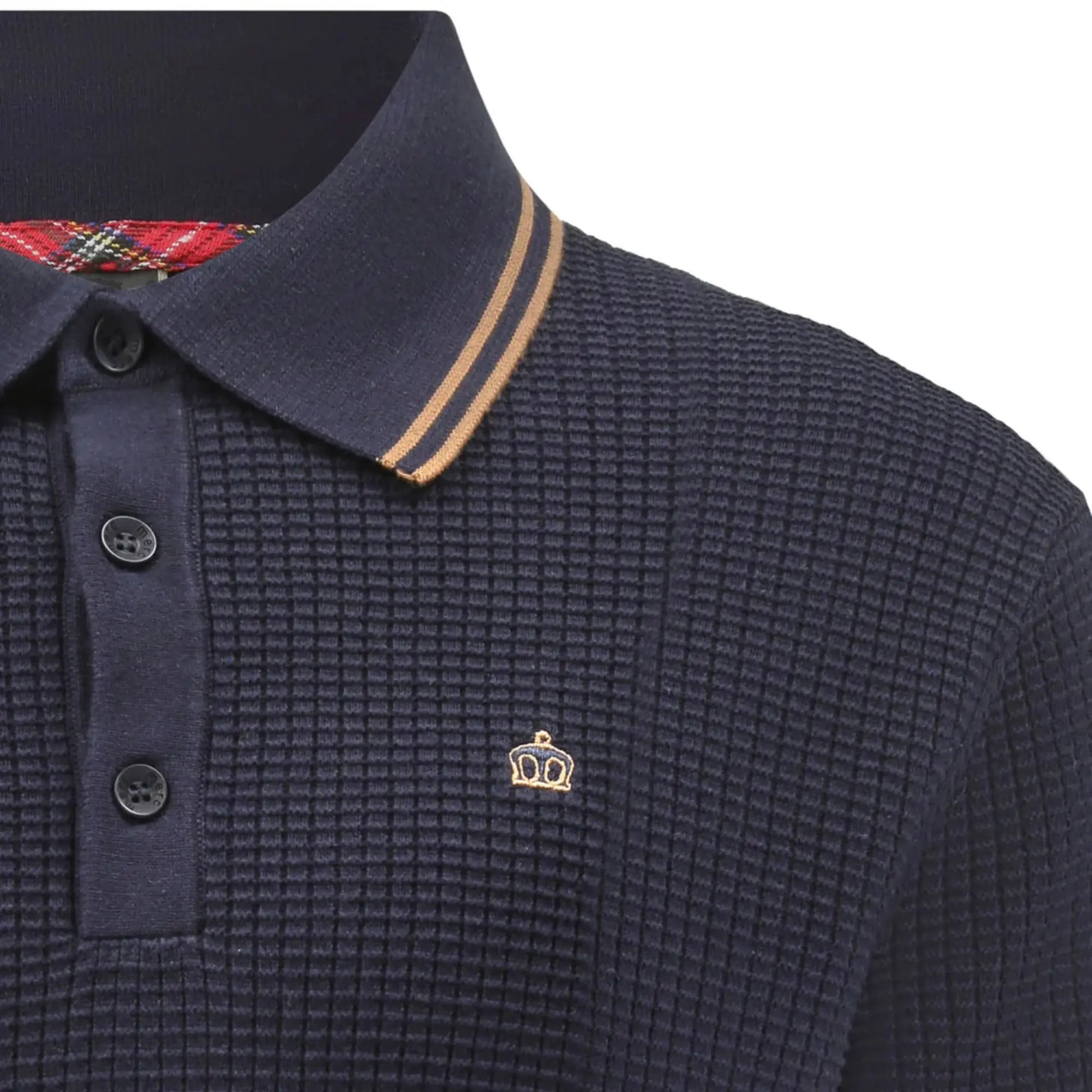 Buy Merc London Edmund Knitted Polo - Navy | Short-Sleeved Polo Shirtss at Woven Durham