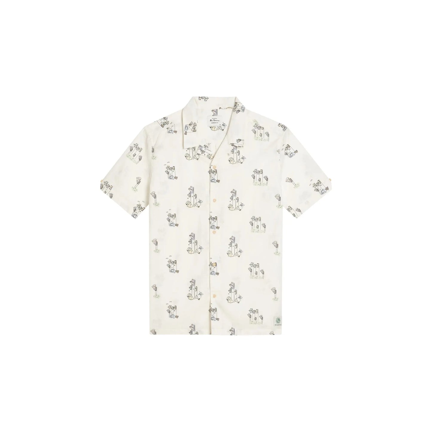 Buy Ben Sherman Festival Camping Print Short Sleeve Shirt - Snow White | Short-Sleeved Shirtss at Woven Durham