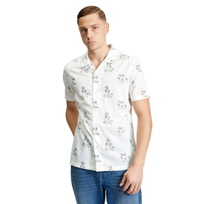Buy Ben Sherman Festival Camping Print Short Sleeve Shirt - Snow White | Short-Sleeved Shirtss at Woven Durham