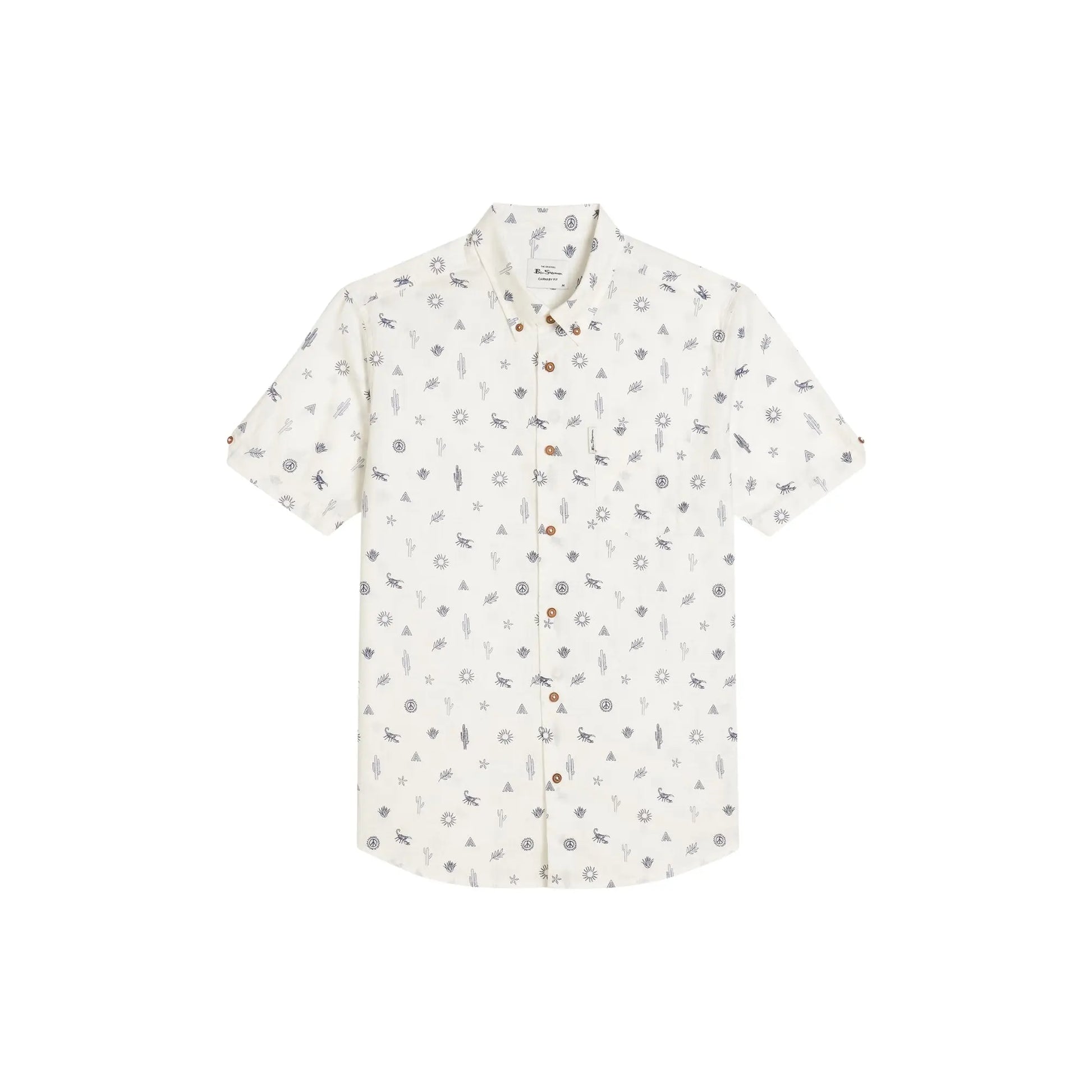 Buy Ben Sherman Festival Print Short Sleeve Shirt - Snow White | Short-Sleeved Shirtss at Woven Durham