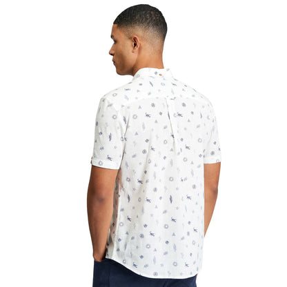 Buy Ben Sherman Festival Print Short Sleeve Shirt - Snow White | Short-Sleeved Shirtss at Woven Durham