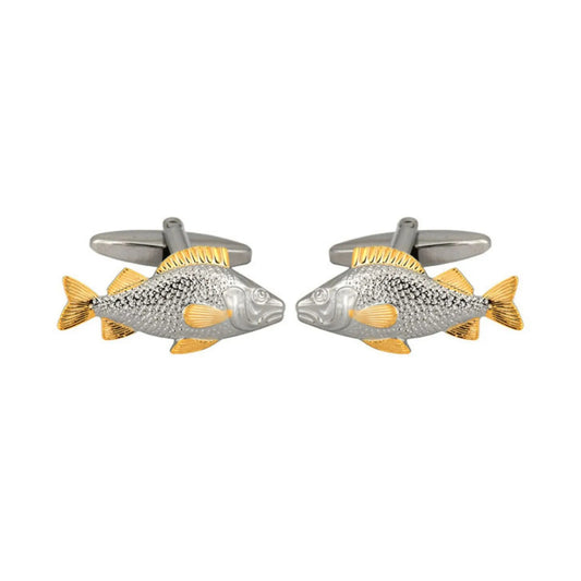 Buy Dalaco Fish 2-Tone Rhodium and Gold Plated Cufflinks | Cufflinkss at Woven Durham