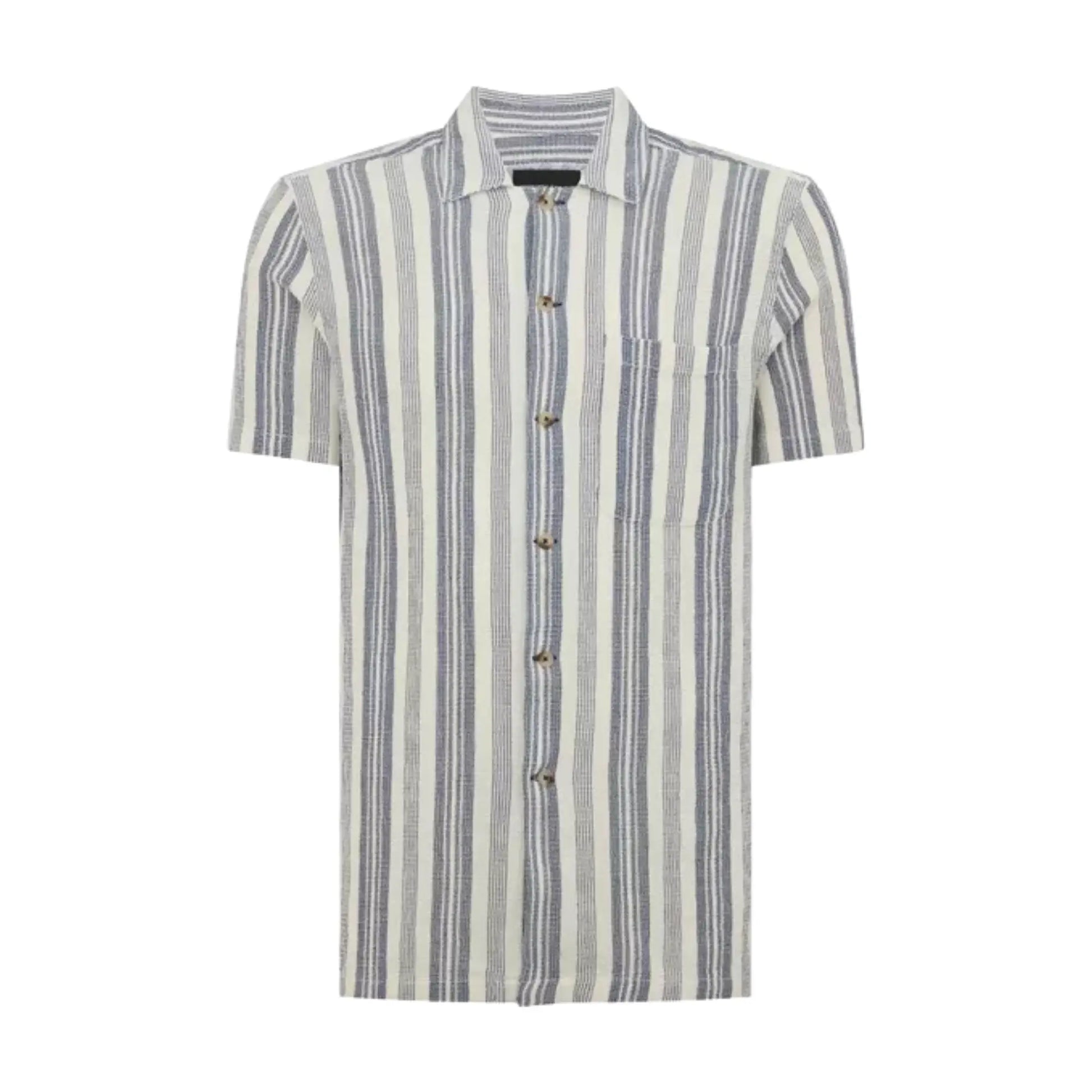 Buy Remus Uomo Flannel Stripe Short-Sleeve Shirt - Navy/White | Short-Sleeved Polo Shirtss at Woven Durham