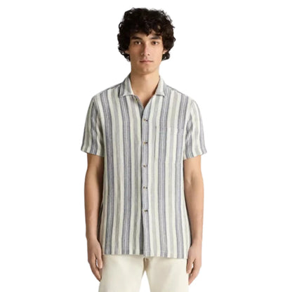 Buy Remus Uomo Flannel Stripe Short-Sleeve Shirt - Navy/White | Short-Sleeved Polo Shirtss at Woven Durham