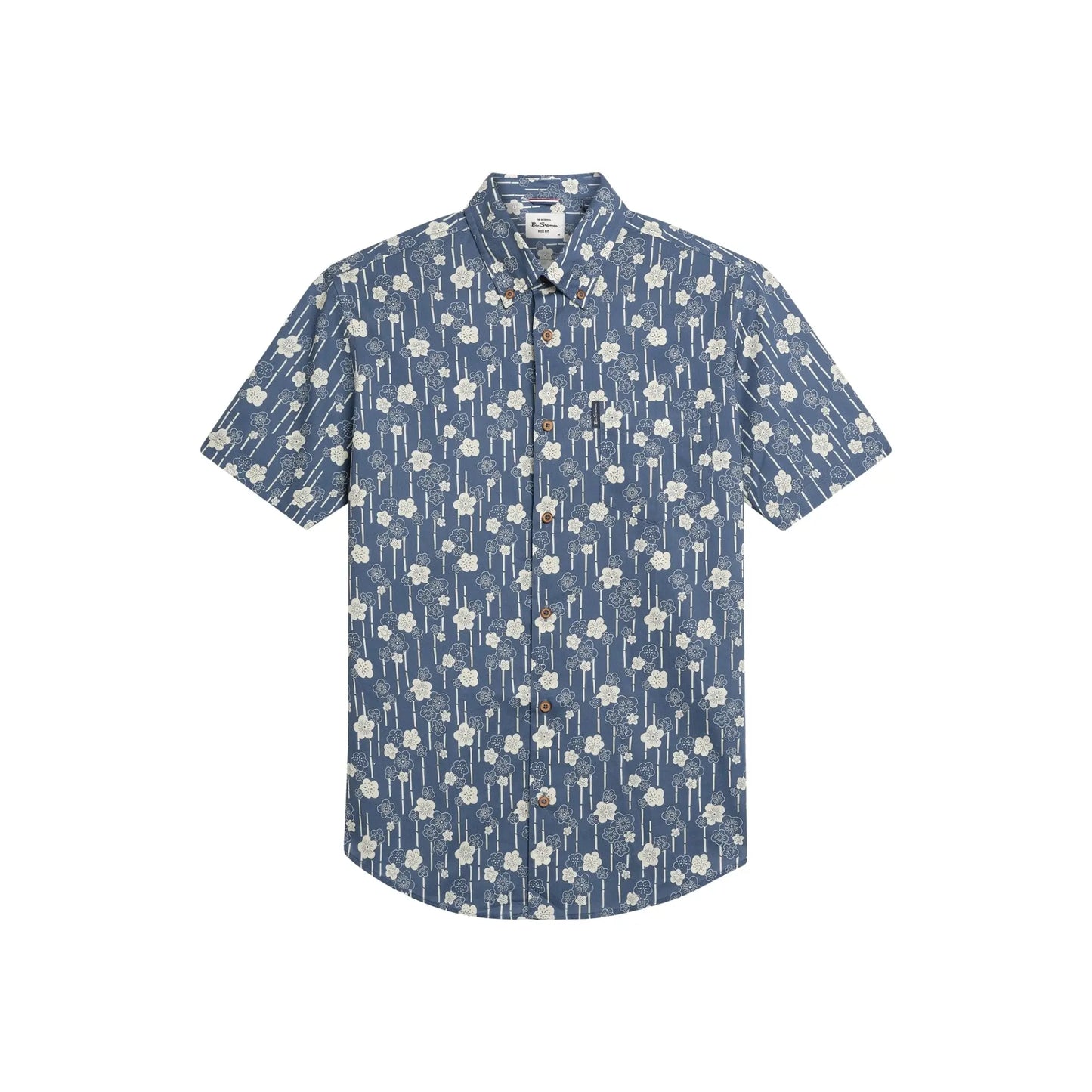 Buy Ben Sherman Floral Bamboo Print Short Sleeve Shirt - Indigo | Short-Sleeved Shirtss at Woven Durham