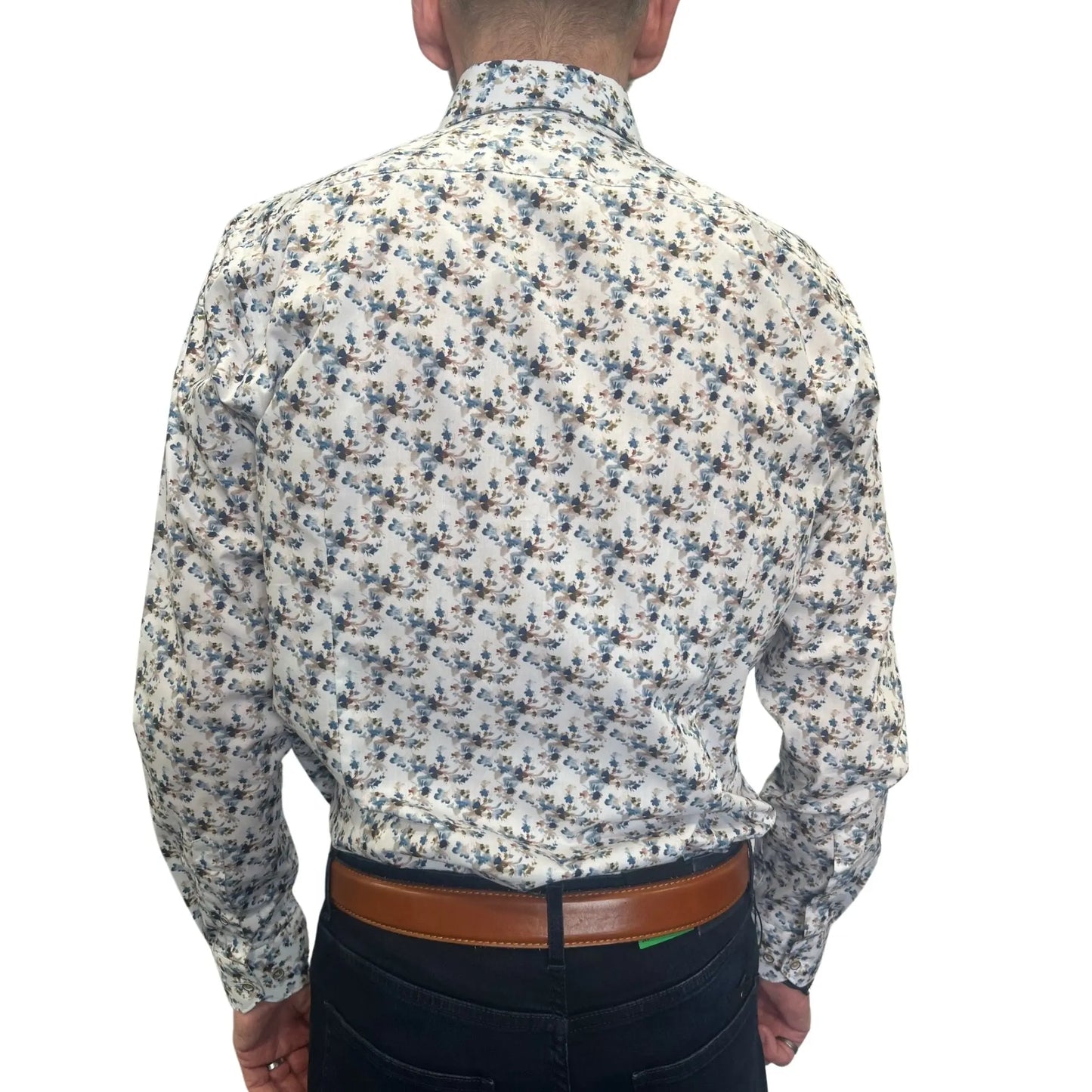 Buy Marnelli Sartoria Floral Long-Sleeve Shirt - White/Blue | Long-Sleeved Shirtss at Woven Durham