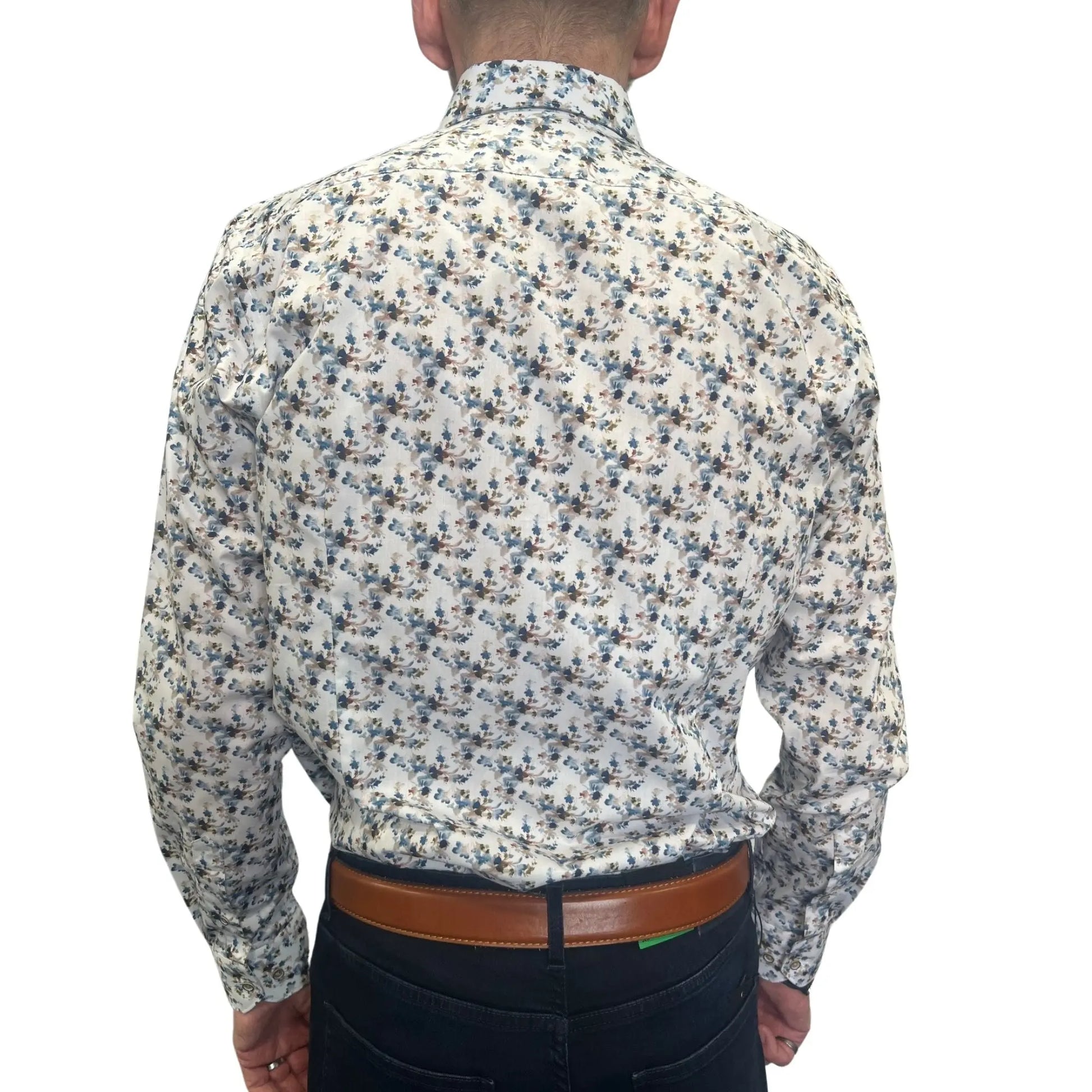 Buy Marnelli Sartoria Floral Long-Sleeve Shirt - White/Blue | Long-Sleeved Shirtss at Woven Durham