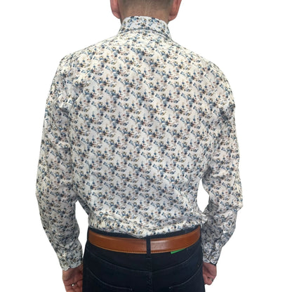 Buy Marnelli Sartoria Floral Long-Sleeve Shirt - White/Blue | Long-Sleeved Shirtss at Woven Durham