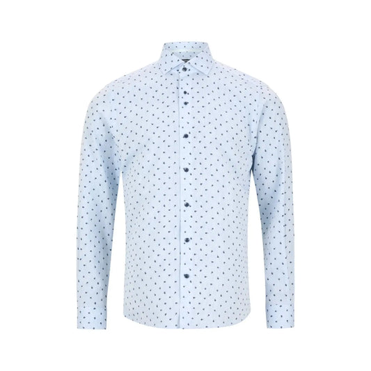 Buy Remus Uomo Frank Floral Linen Long Sleeve Shirt - Sky | Long-Sleeved Shirtss at Woven Durham