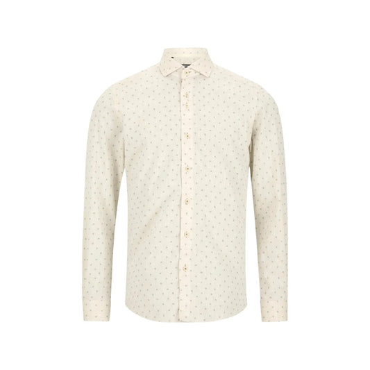 Buy Remus Uomo Frank Floral Linen Long Sleeve Shirt - Stone | Long-Sleeved Shirtss at Woven Durham