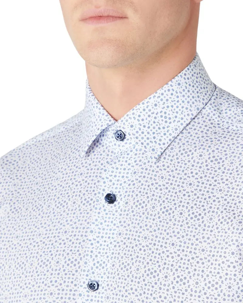 Buy Remus Uomo Frank Long Sleeve Shirt - White/Blue | Long-Sleeved Shirtss at Woven Durham