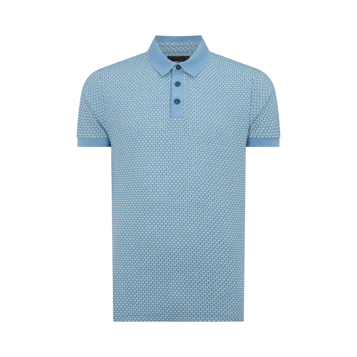 Buy Remus Uomo Contrast Collar Knitted Polo - Sky Blue | Short-Sleeved Polo Shirtss at Woven Durham