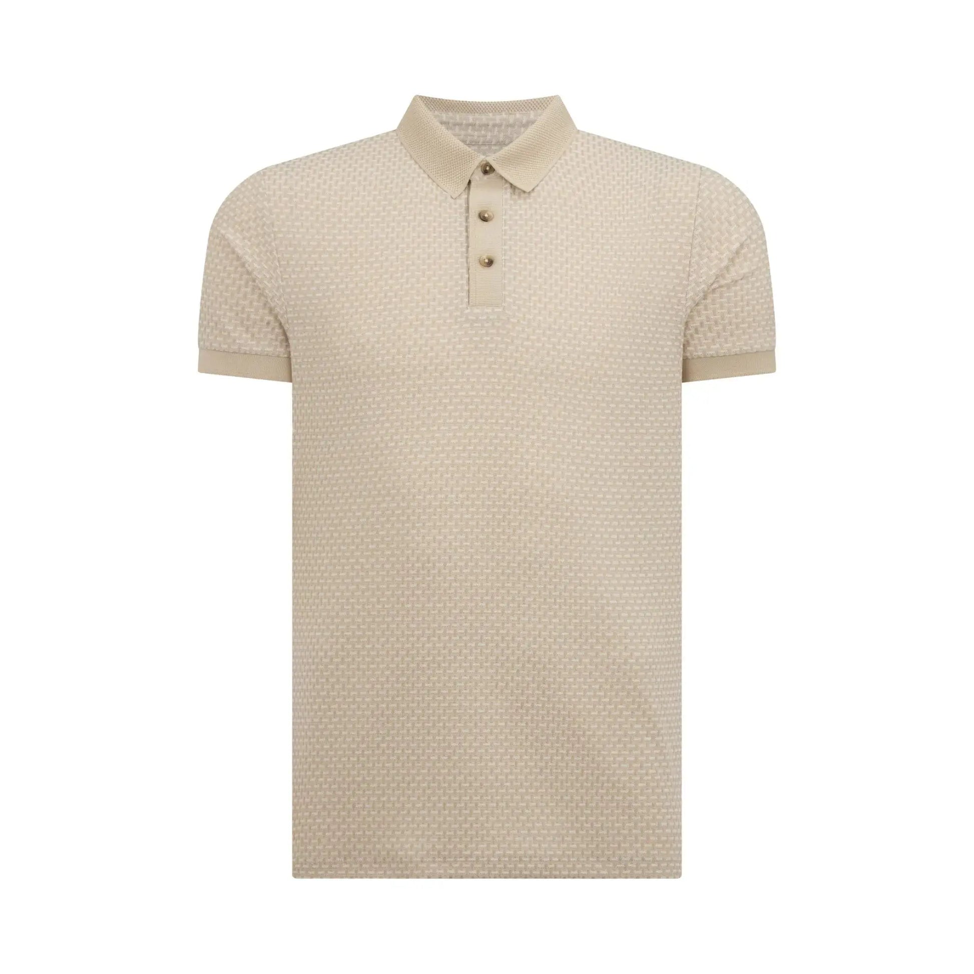 Buy Remus Uomo Contrast Collar Knitted Polo - Stone | Short-Sleeved Polo Shirtss at Woven Durham