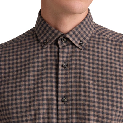 Buy Remus Uomo Gingham Check Navy & Brown Shirt | Overshirtss at Woven Durham