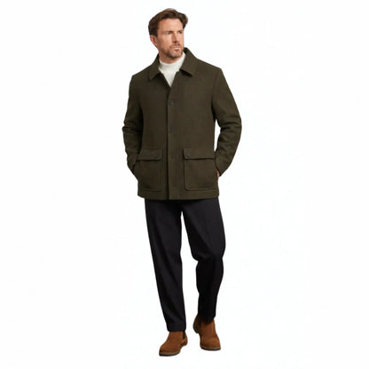 Buy Guards London Green Kyle Wool Tweed Heritage Carcoat | Mac's & Trench Coatss at Woven Durham