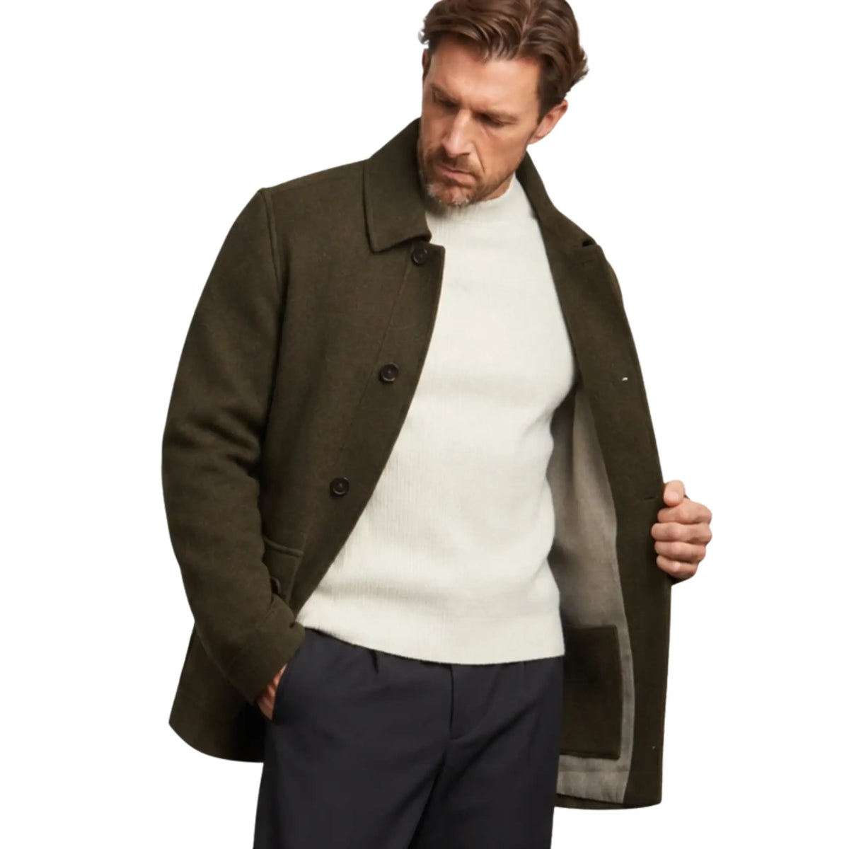 Buy Guards London Green Kyle Wool Tweed Heritage Carcoat | Mac's & Trench Coatss at Woven Durham
