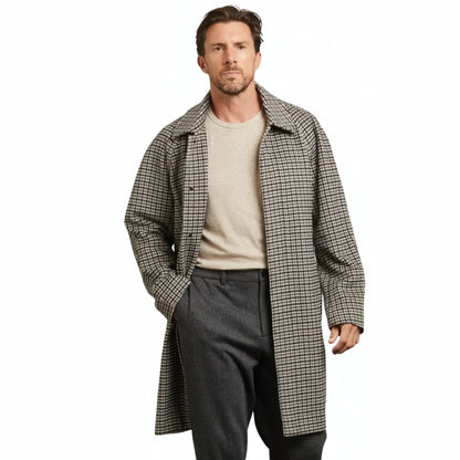 Buy Guards London Grey Houndstooth Walter Overcoat | Mac's & Trench Coatss at Woven Durham