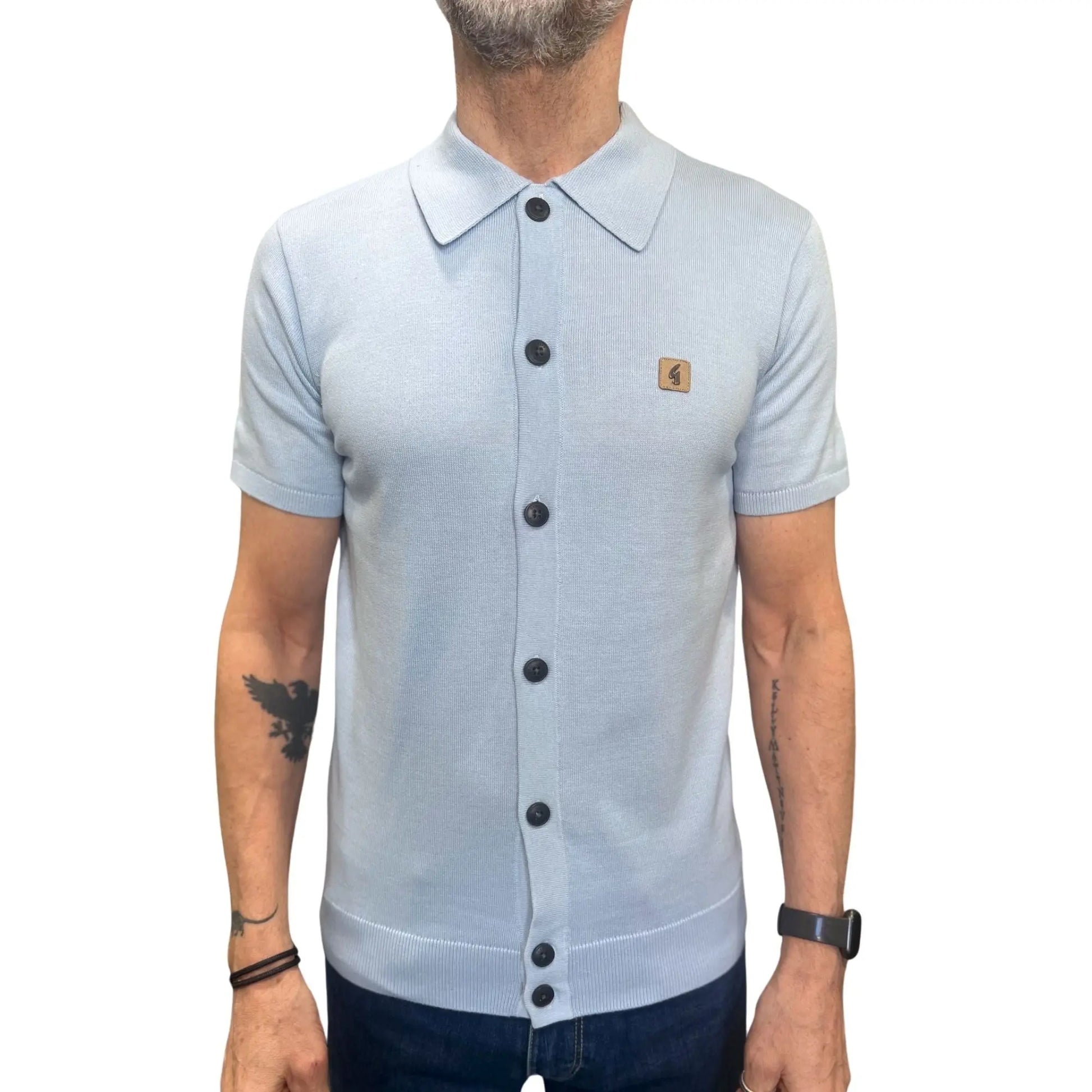 Buy Gabicci Vintage Guinness Button Thru Polo - Azure | Short-Sleeved Polo Shirtss at Woven Durham