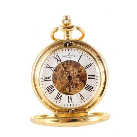 Buy David Aster Half Hunter Mechanical Pocket Watch - Gold | Pocket Watchess at Woven Durham