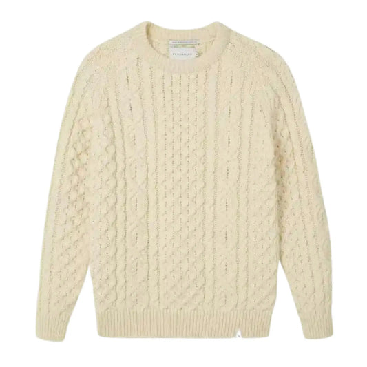 Buy Peregrine Hudson Ecru Aran Jumper | Crew-Neck Jumperss at Woven Durham