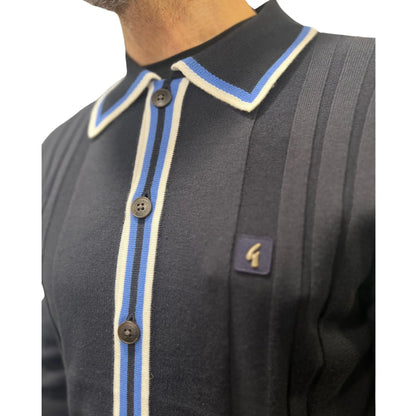 Buy Gabicci Vintage Humphrey Navy Button-Through Polo | Cardiganss at Woven Durham