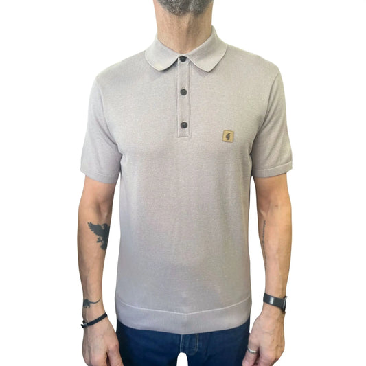 Buy Gabicci Vintage Jackson Knitted Polo - Mushroom | Short-Sleeved Polo Shirtss at Woven Durham