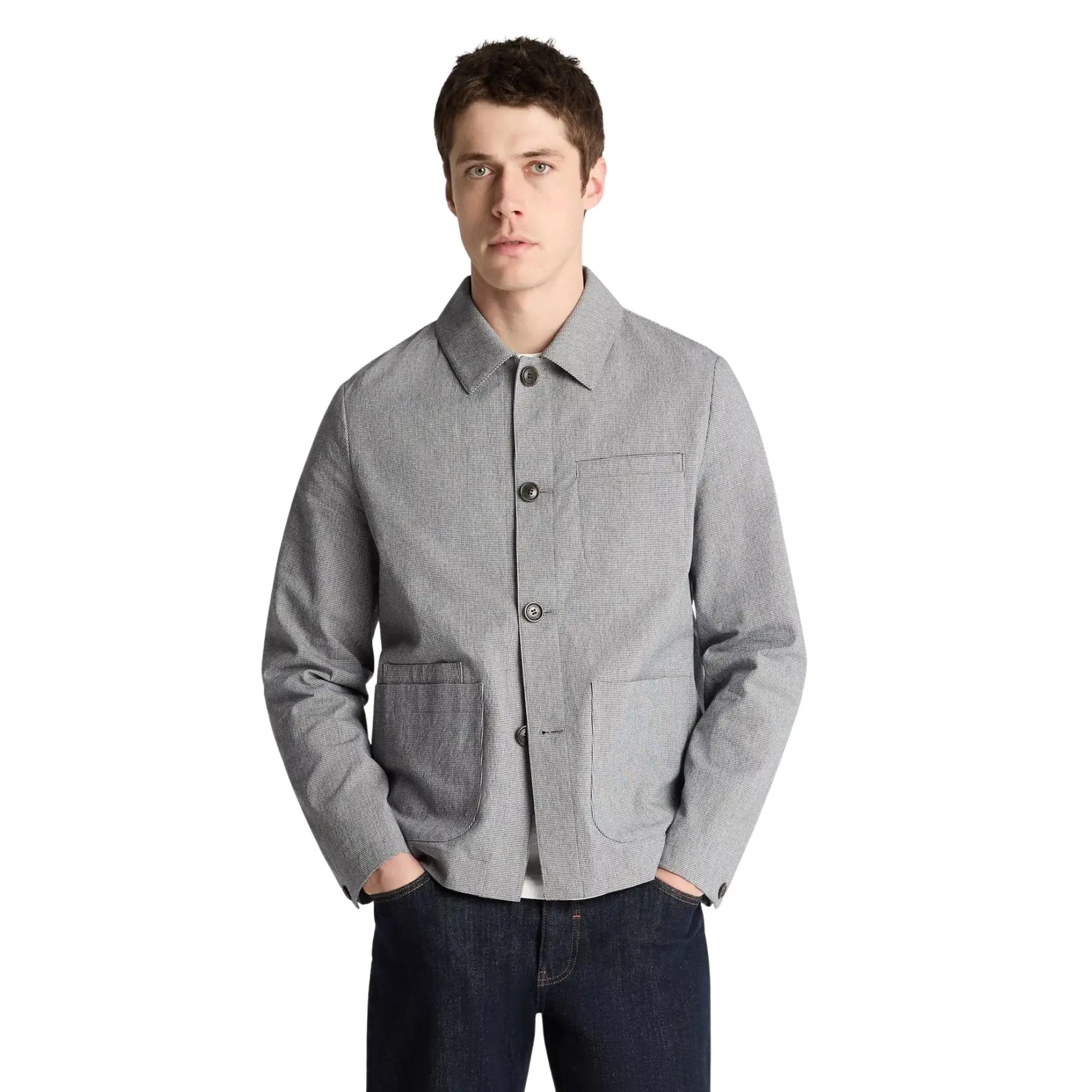Buy Remus Uomo Keats Houndstooth Casual Coat - Blue | Bomber Jacketss at Woven Durham