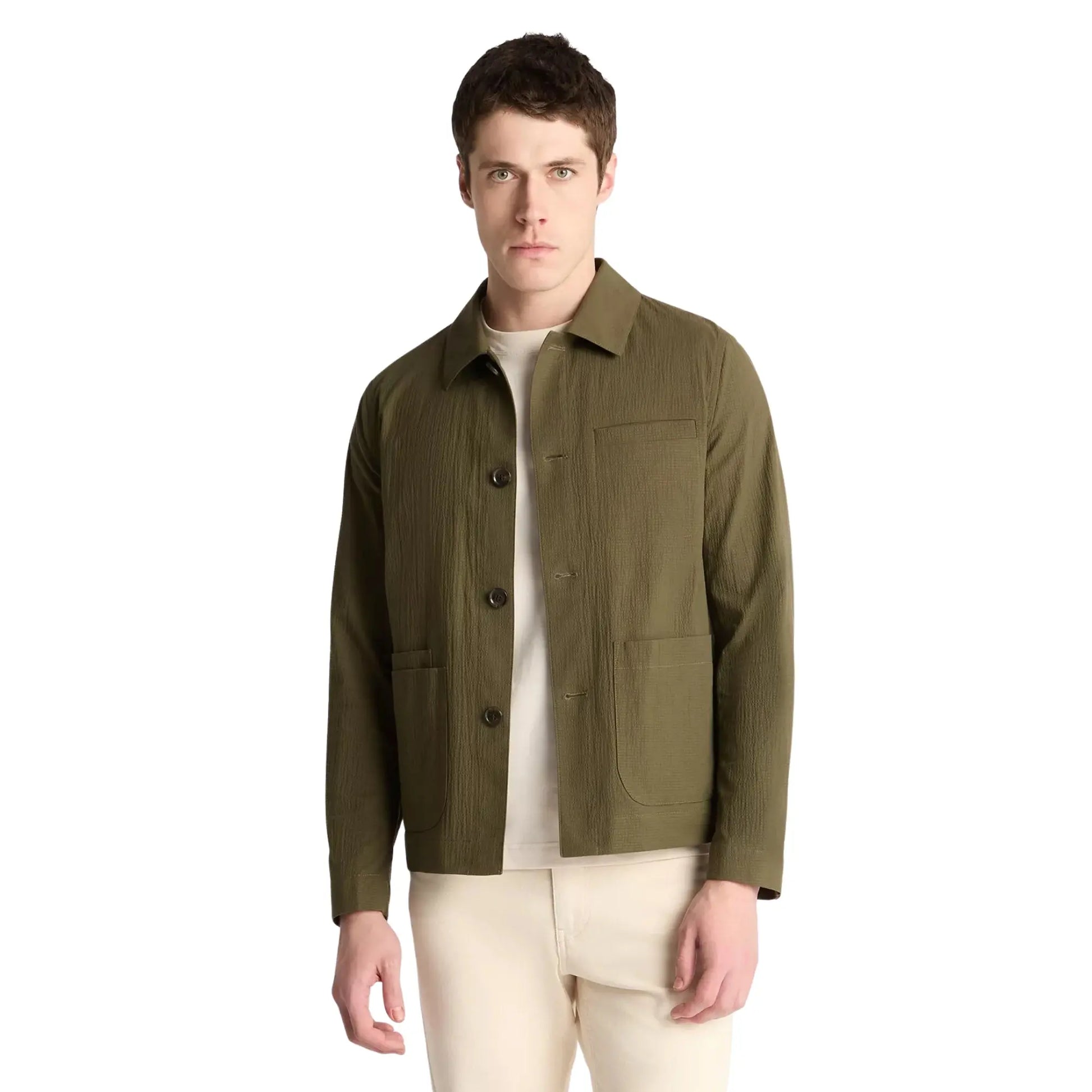 Buy Remus Uomo Keats Seersucker Casual Coat - Green | Bomber Jacketss at Woven Durham