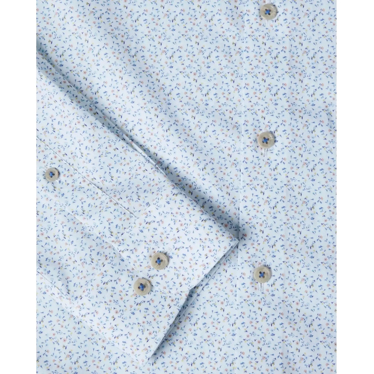 Buy Remus Uomo Kirk Floral Pattern Shirt - White/Blue | Long-Sleeved Shirtss at Woven Durham