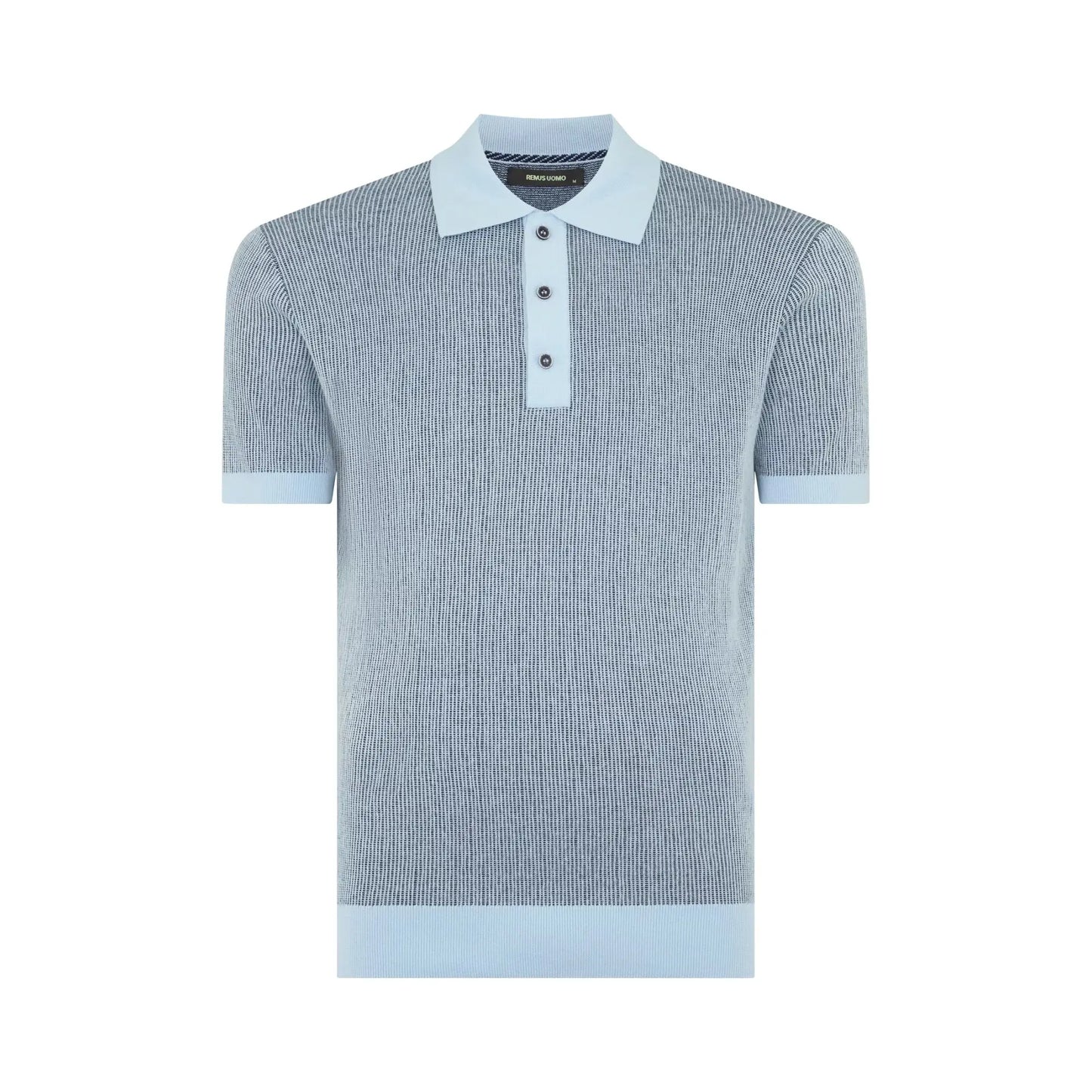 Buy Remus Uomo Knitted Contrast Collar Polo - Blue | T-Shirtss at Woven Durham