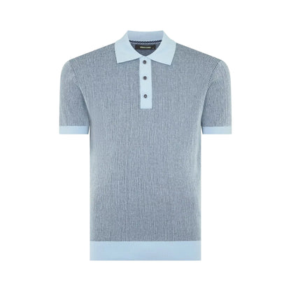 Buy Remus Uomo Knitted Contrast Collar Polo - Blue | T-Shirtss at Woven Durham