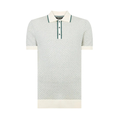 Buy Remus Uomo Knitted Wave Pattern Polo - Stone | T-Shirtss at Woven Durham