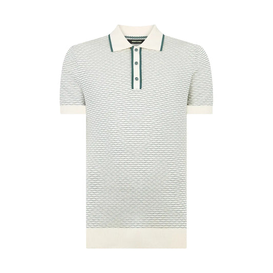 Buy Remus Uomo Knitted Wave Pattern Polo - Stone | T-Shirtss at Woven Durham