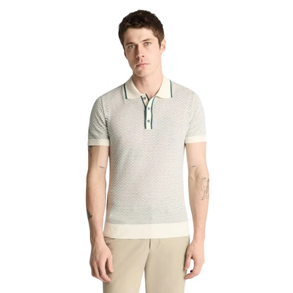 Buy Remus Uomo Knitted Wave Pattern Polo - Stone | T-Shirtss at Woven Durham