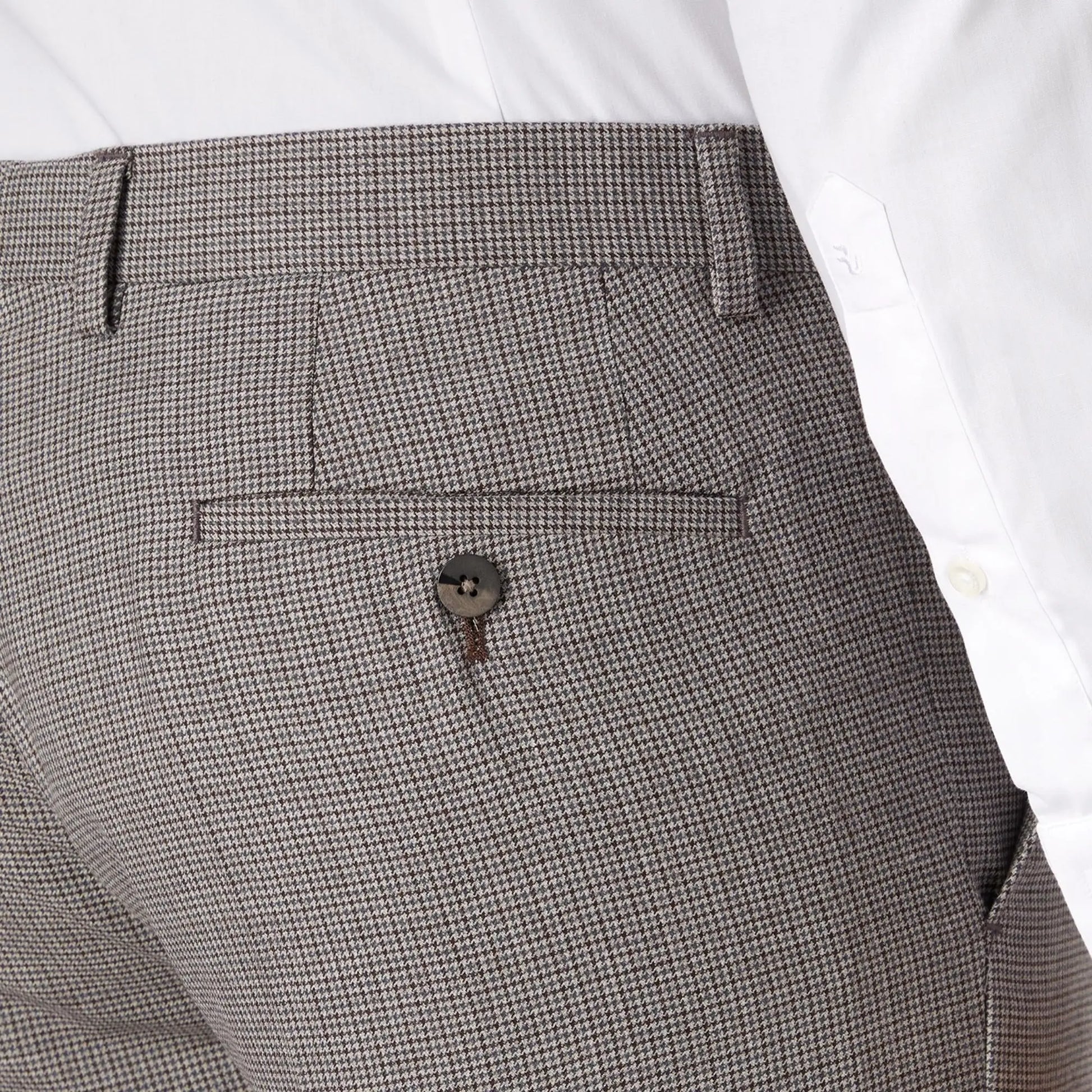 Buy Remus Uomo Lazio Houndstooth Suit Trouser - Beige | Suit Trouserss at Woven Durham