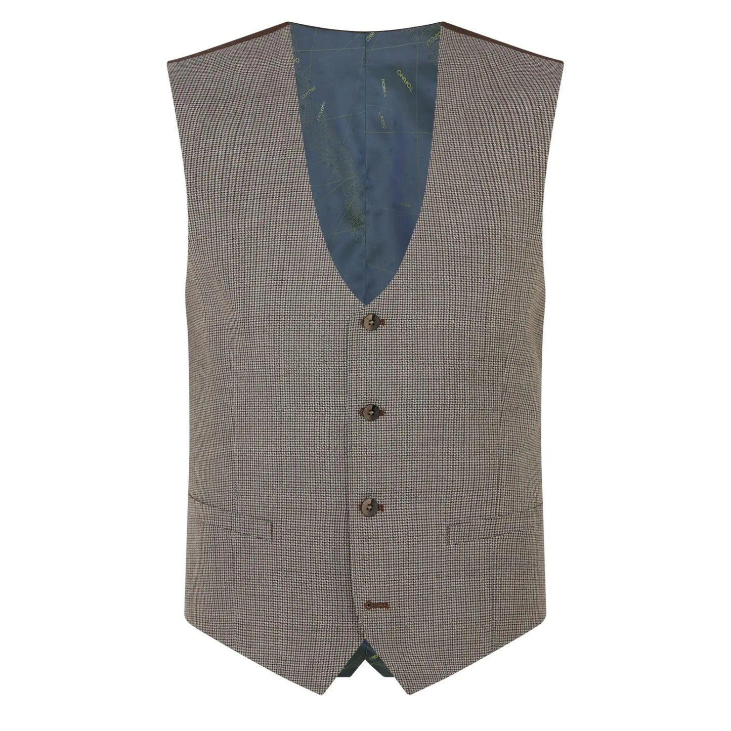 Buy Remus Uomo Lazio Houndstooth Suit Waistcoat - Beige | Suit Waistcoats at Woven Durham