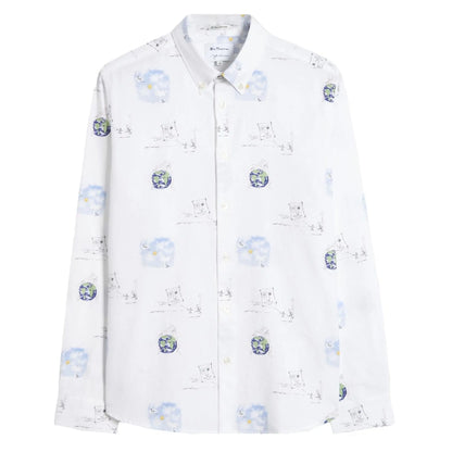 Buy Ben Sherman Lennon Sketches Shirt - White | Long-Sleeved Shirtss at Woven Durham