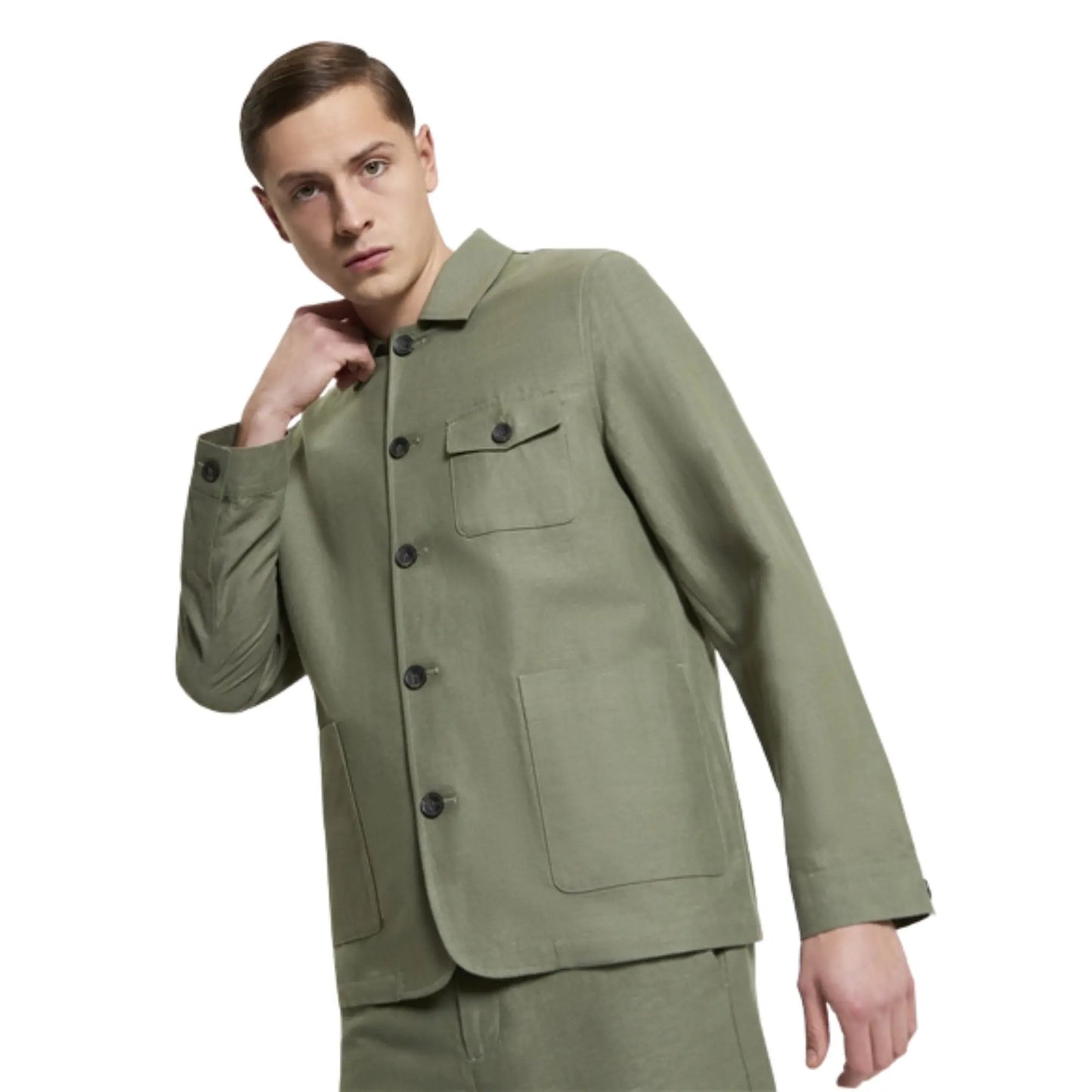 Buy Ben Sherman Linen Cotton Chore Jacket - Olive | Harrington Jacketss at Woven Durham